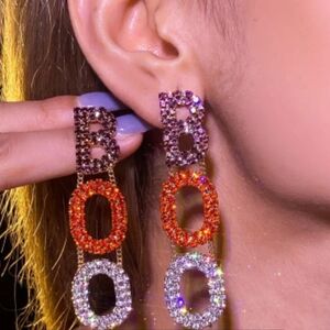 18k copper BOO Rhinestone Halloween earrings